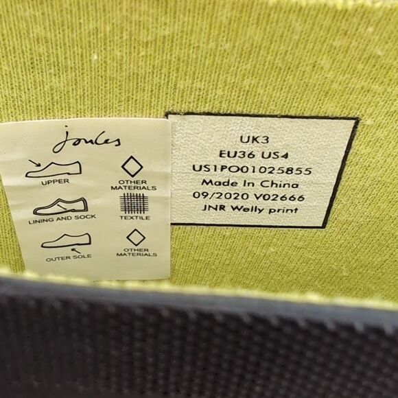 Joules Black and Blue Lightening Rain & Snow Boots Sz 4 - Picture 8 of 9